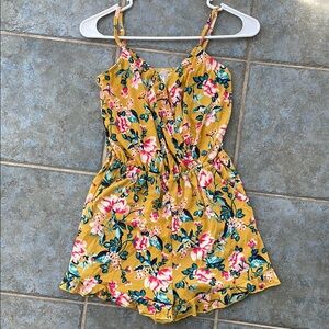Floral Yellow Kids Romper